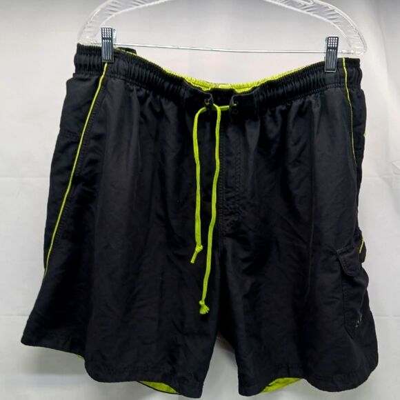 Speedo Swim Trunk/Board Short Men's XXL Black/Neon Green. Lined. Hip Pocket..... - Picture 4 of 12